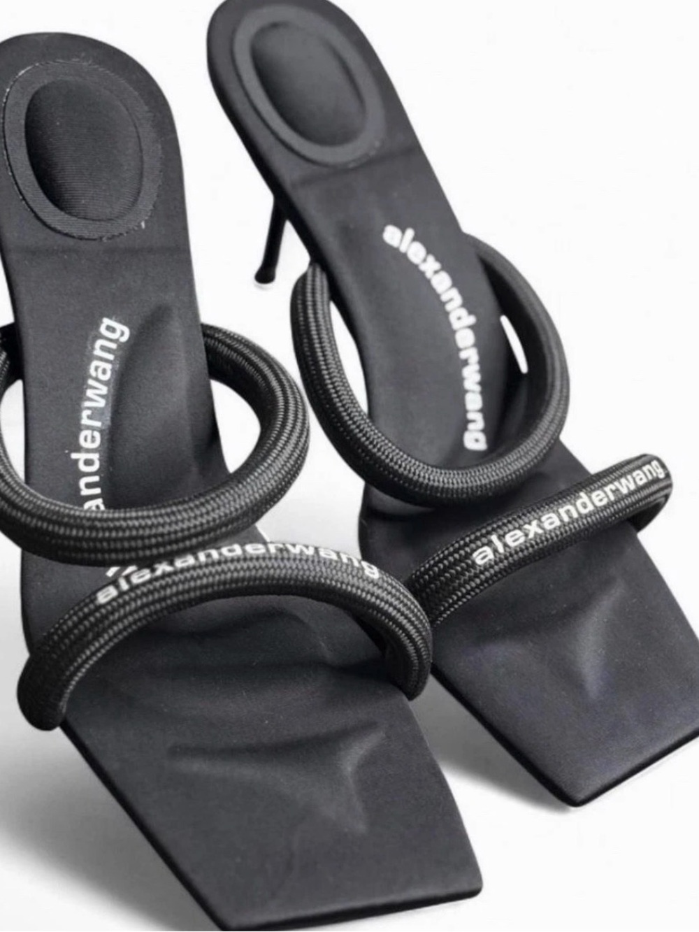 Alexander Wang Black Strappy Square-Toe Heels - Picture 3 of 4